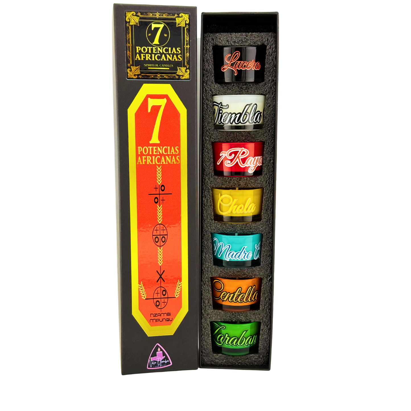 Set de Velas de las Siete Potencias Africanas – Fuerza, Protección y Caminos Abiertos - Seven African Powers Candle Set – Strength, Protection & Open Roads