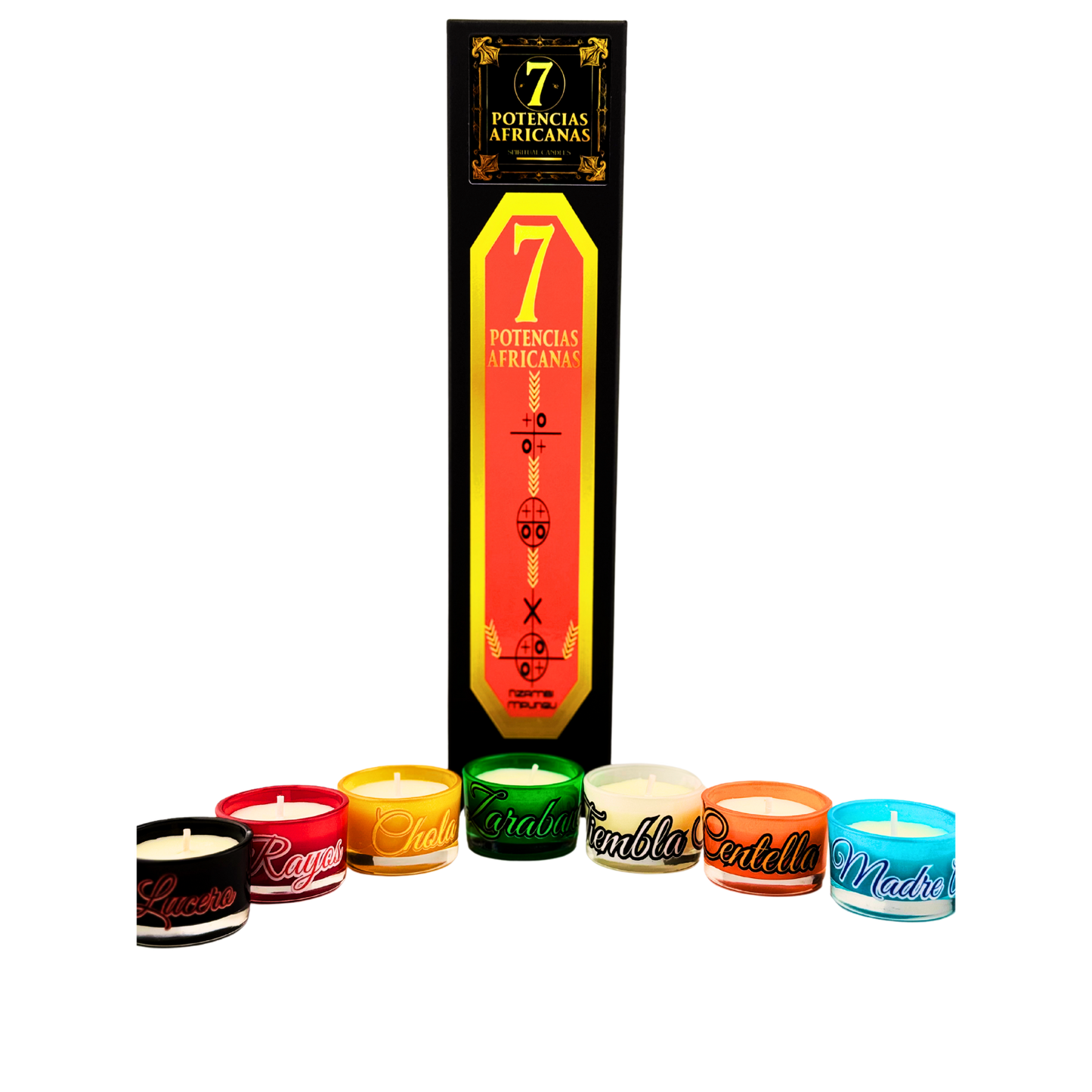 Set de Velas de las Siete Potencias Africanas – Fuerza, Protección y Caminos Abiertos - Seven African Powers Candle Set – Strength, Protection & Open Roads
