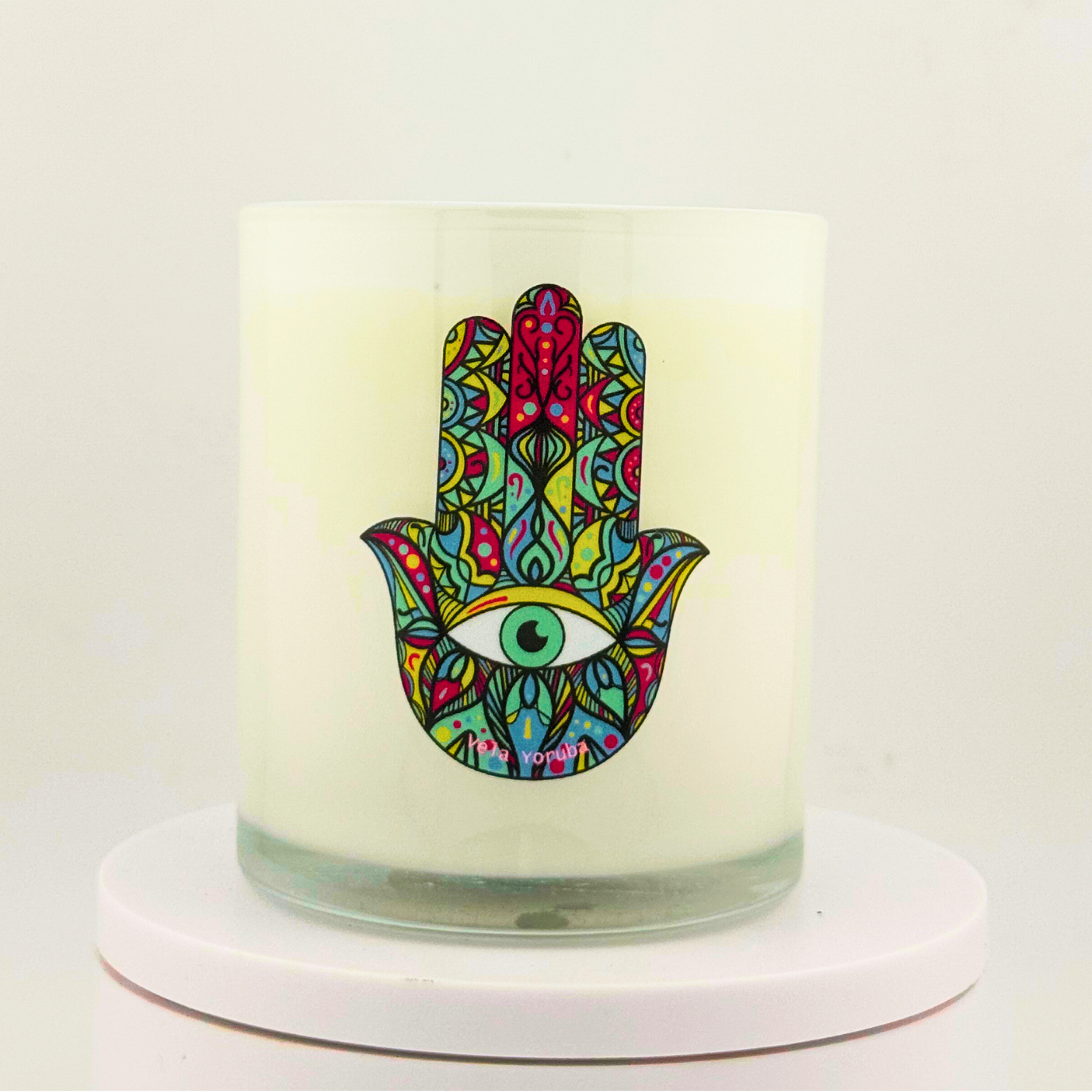 Vela Amuleto – Protección Espiritual con Ojo Turco y Mano de Fátima - Amulet Candle – Spiritual Protection with Evil Eye & Hamsa Hand