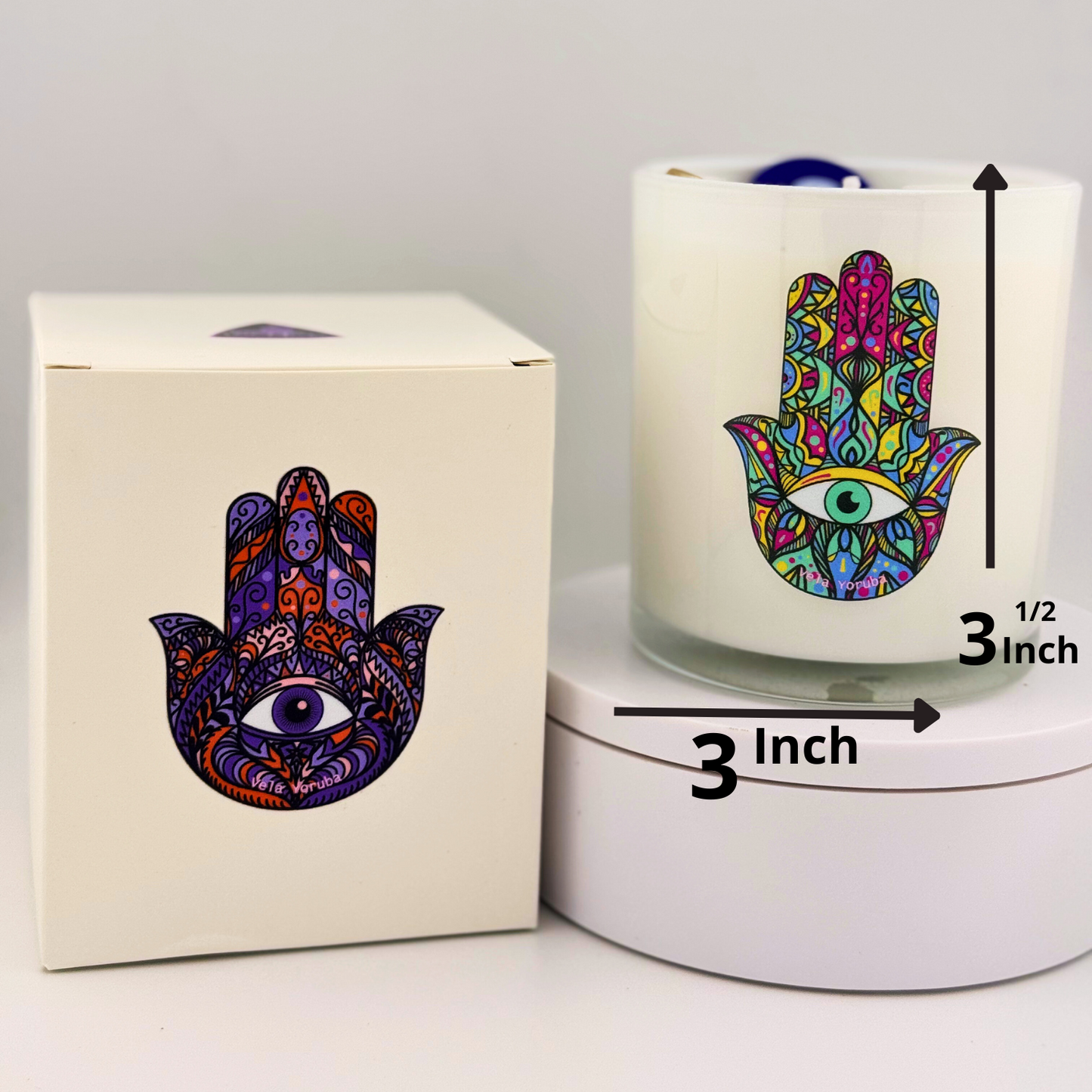 Vela Amuleto – Protección Espiritual con Ojo Turco y Mano de Fátima - Amulet Candle – Spiritual Protection with Evil Eye & Hamsa Hand