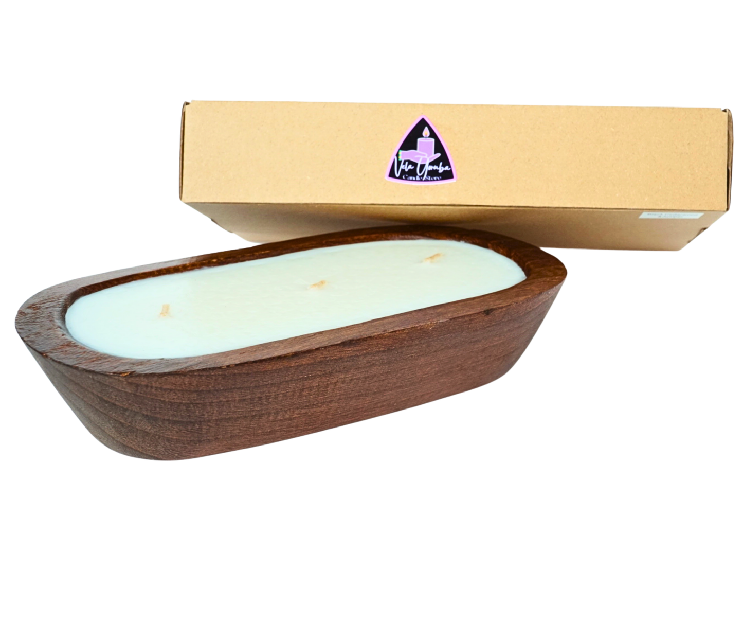 Vela aromática de cera de soja con aroma fresco en cuenco de madera – Fragancia limpia para el hogar, vela decorativa grande, regalo ideal para mujeres