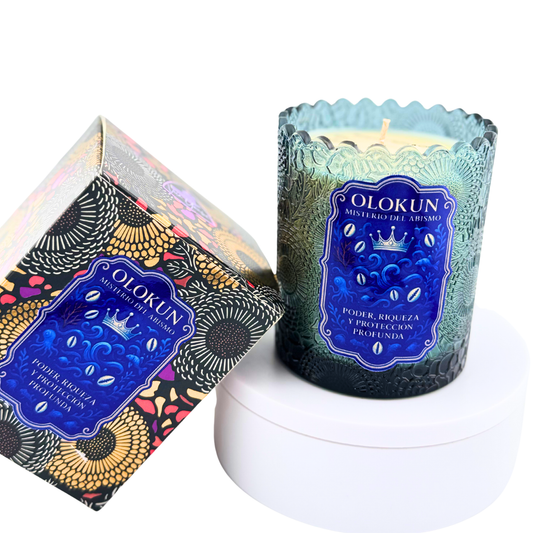 Vela de Olokun – Misterio, Riqueza y Poder del Océano Olokun Candle – Mystery, Wealth & Power of the Ocean