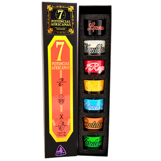 Set de Velas de las Siete Potencias Africanas – Fuerza, Protección y Caminos Abiertos - Seven African Powers Candle Set – Strength, Protection &amp; Open Roads