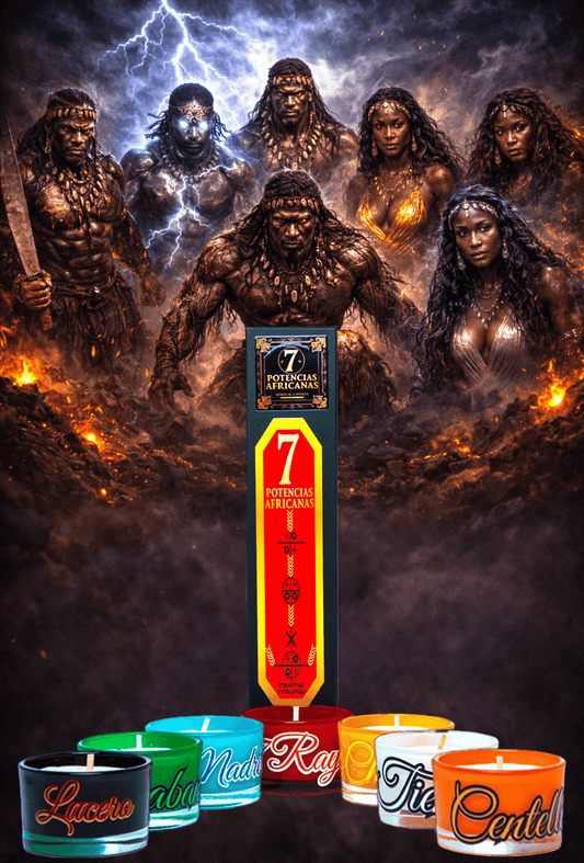Set de Velas de las Siete Potencias Africanas – Fuerza, Protección y Caminos Abiertos - Seven African Powers Candle Set – Strength, Protection &amp; Open Roads