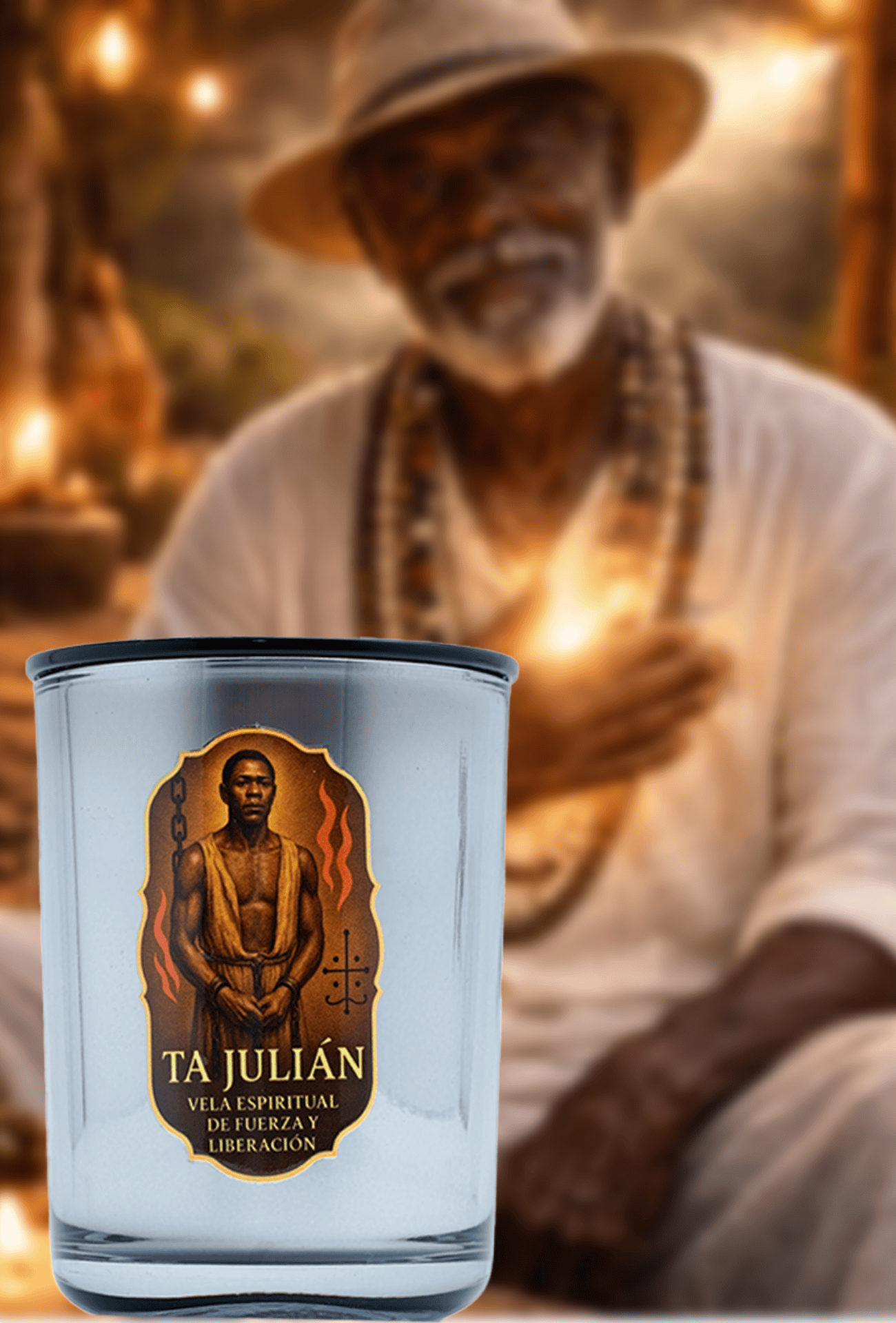 Vela de Lujo para Ta Julian – Aroma florales, Protección y Poder Espiritual - Luxury Candle for Ta Julian– Floral Scents, Spiritual Protection & Power
