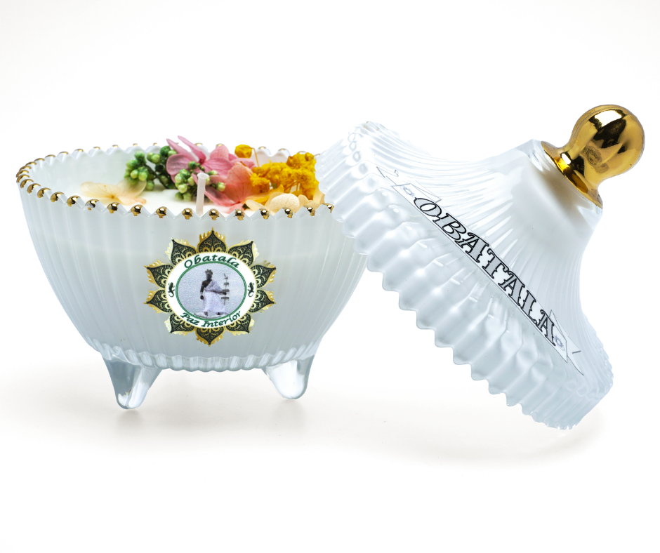 Vela Premium de 2 Onzas para Obatalá de Santería y Orishas para Paz, Claridad y Protección. Premium Obatala Candle for Santeria & Orishas for Peace, Clarity & Spiritual Protection Espiritual.