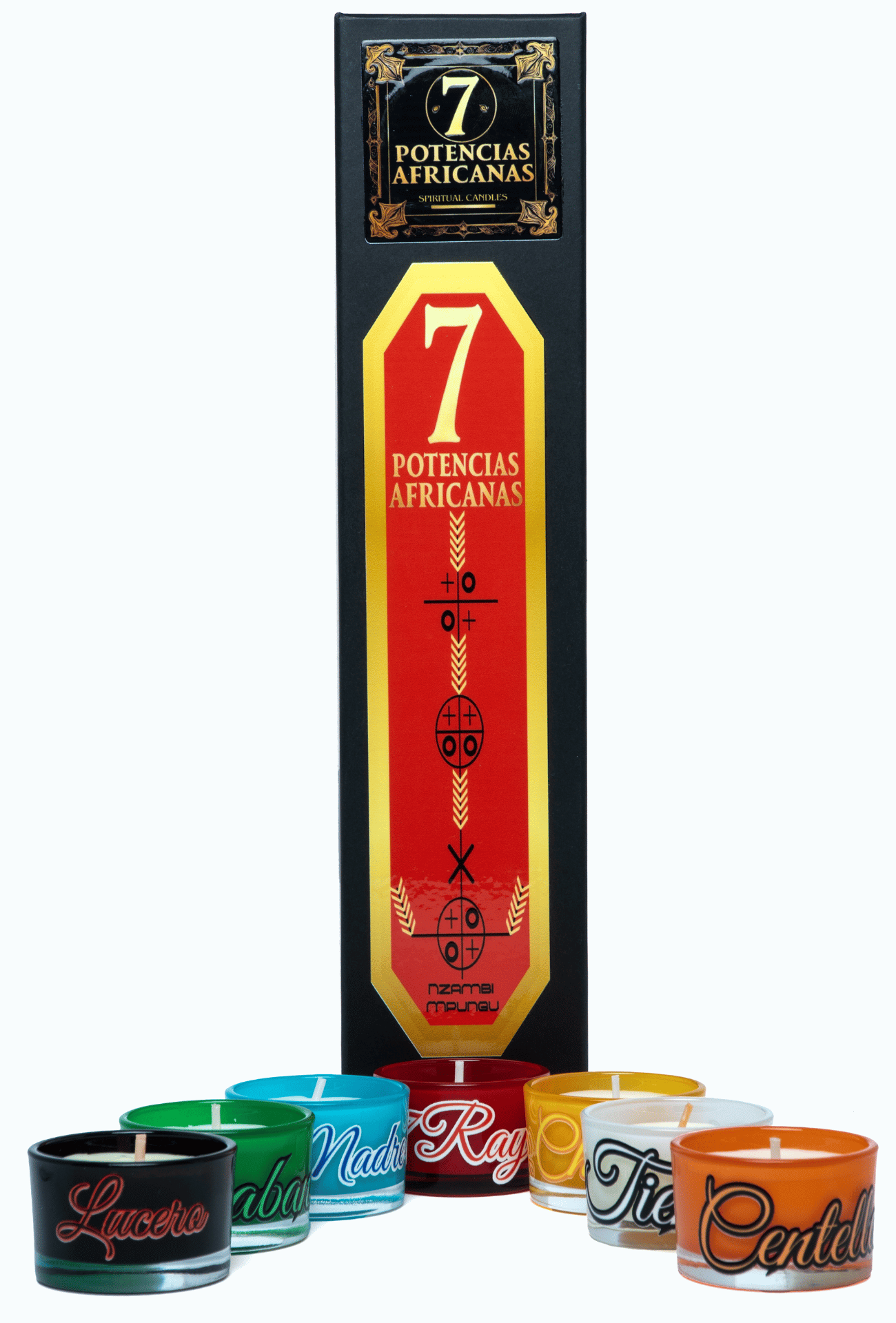 Set de Velas de las Siete Potencias Africanas – Fuerza, Protección y Caminos Abiertos - Seven African Powers Candle Set – Strength, Protection &amp; Open Roads