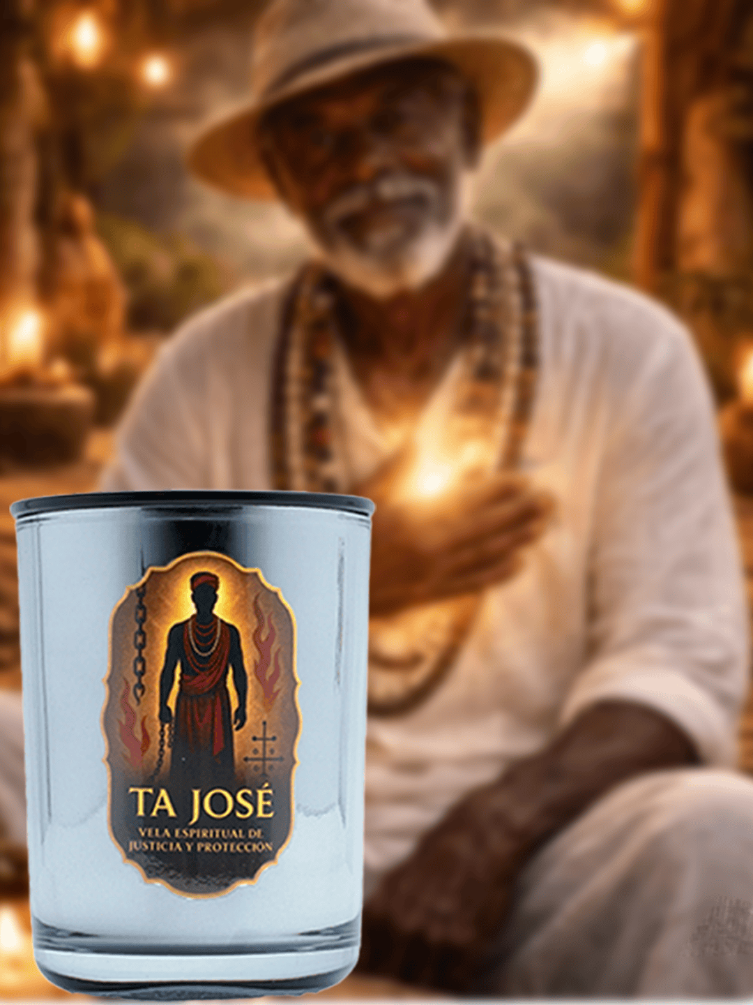 Vela de Lujo para Ta José – Aroma florales, Protección y Poder Espiritual - Luxury Candle for Ta José – Floral Scents, Spiritual Protection & Power