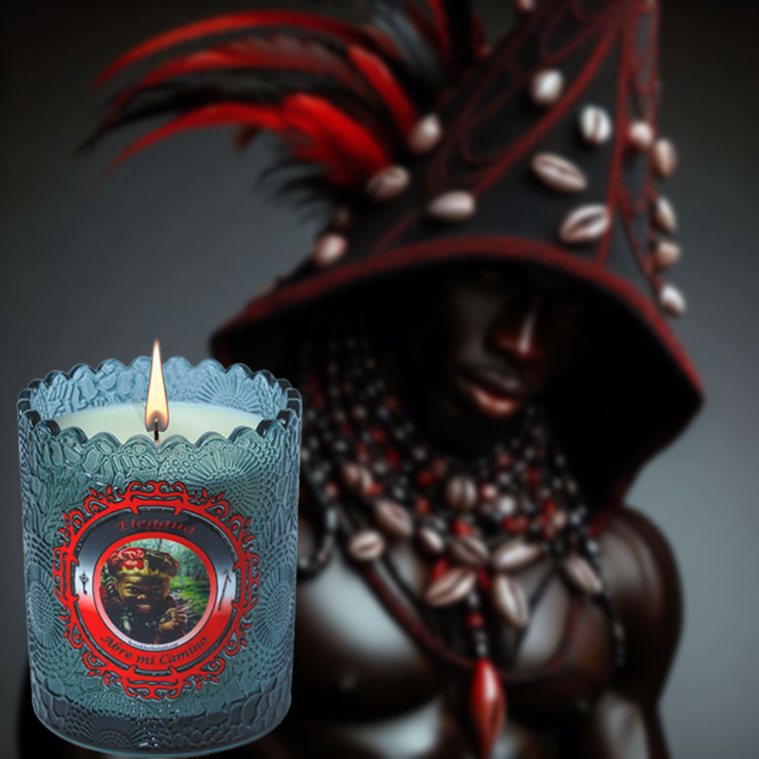 Vela para Eleguá de Santería y Orishas – Apertura de Caminos, Protección y Guía Espiritual.  Elegua Candle for Santeria & Orishas – Road Opening, Protection & Spiritual Guidance.