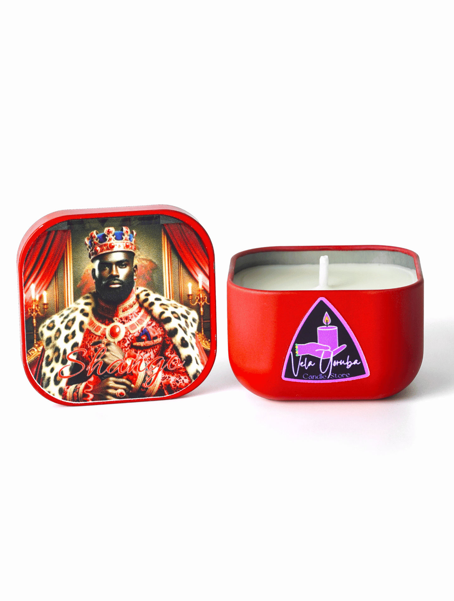 Vela de 2 onzas para Shangó de Santería y Orishas para Pasión, Fuerza y Poder Espiritual. 2 ounce Shango Candle for Santeria & Orishas for Passion, Strength & Spiritual Power.