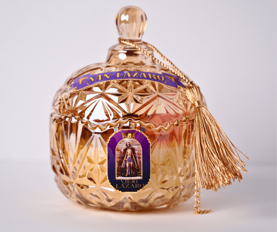 Vela premium dedicada a San Lázaro de Santería y Orishas para Protección, Salud, Fe y Bendiciones. Saint Lazarus Candle – Premium Santeria & Orisha Candle for Protection, Health, Faith & Blessings.