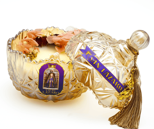 Vela premium dedicada a San Lázaro de Santería y Orishas para Protección, Salud, Fe y Bendiciones. Saint Lazarus Candle – Premium Santeria & Orisha Candle for Protection, Health, Faith & Blessings.