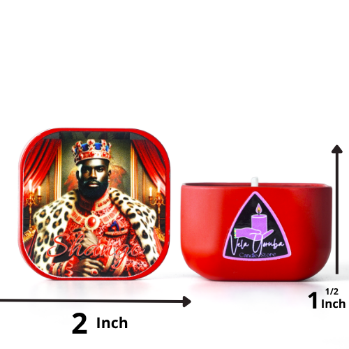 Vela de 2 onzas para Shangó de Santería y Orishas para Pasión, Fuerza y Poder Espiritual. 2 ounce Shango Candle for Santeria & Orishas for Passion, Strength & Spiritual Power.